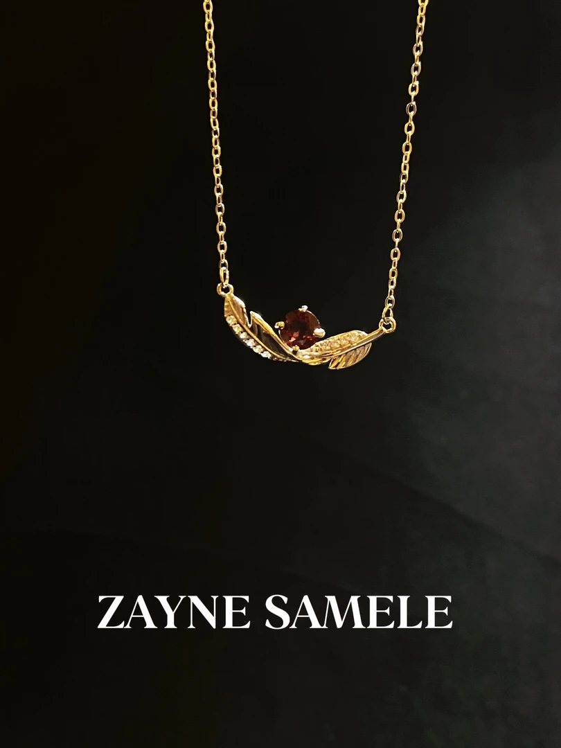 天然石榴石羽毛吊坠 ZAYNE SAMELE·堕天使 S925银镶天然宝石