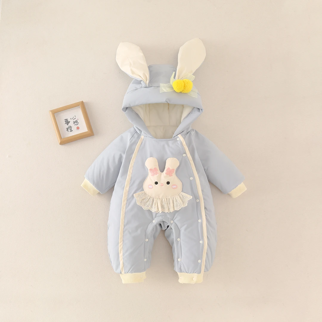 【小兔子】婴儿冬季加绒加厚连体衣棉服宝宝衣服超萌可爱冬装外出服