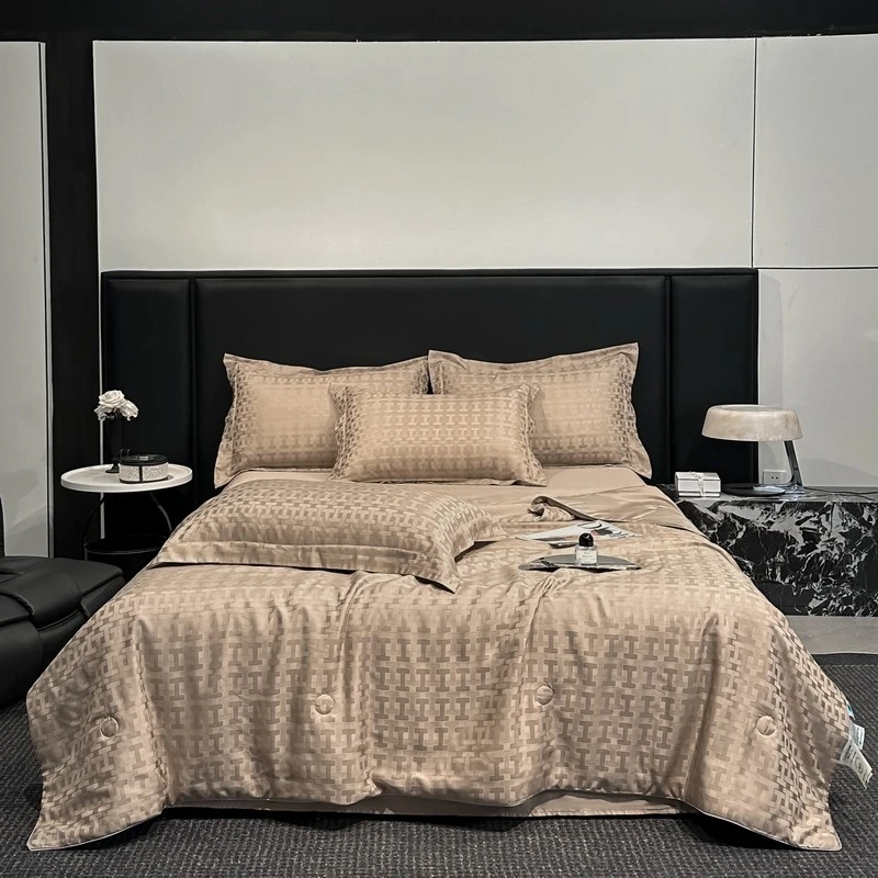 水星家纺适用2025新款简奢款莱赛尔提花夏被四件套夏凉被床单被套