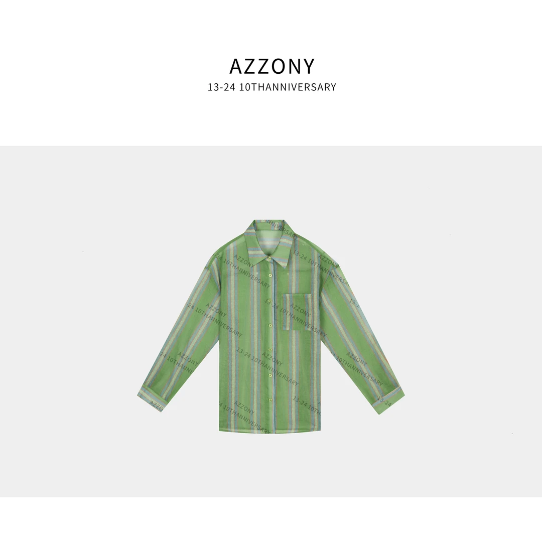 Q YYL 条纹绿衬衫   YY4231