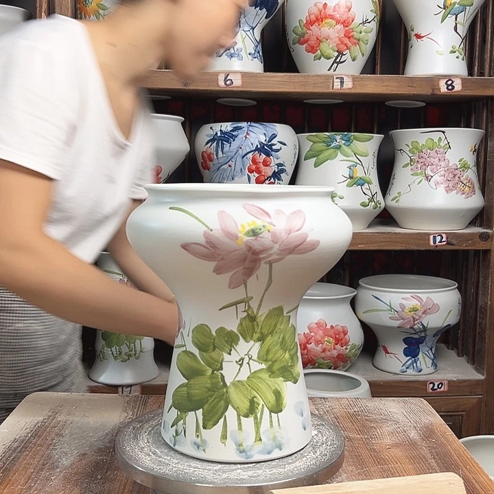 摆件蘑菇绿绿荷花新款新款陶瓷