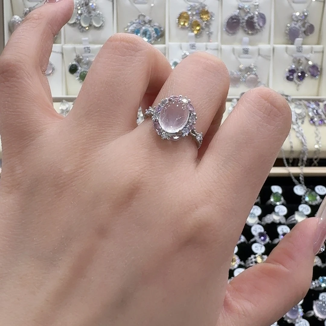 小***学蛇纹石玉银S925镶嵌戒指