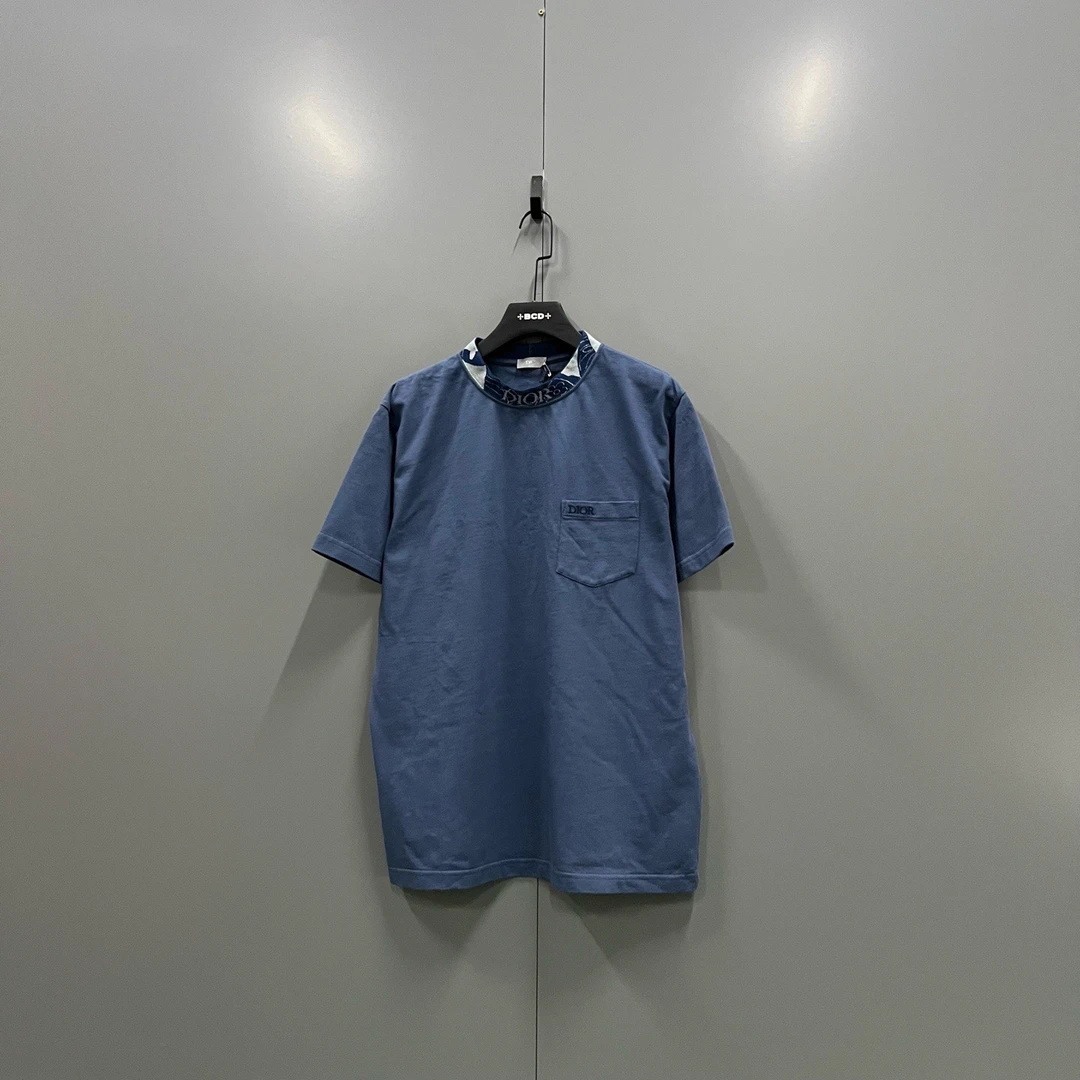 未使用 DIOR/迪奥 （ll) 蓝色领口logo短袖 M码L码XL码015897