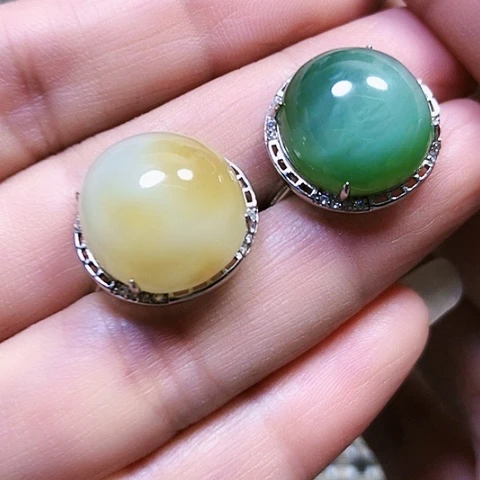 和田玉银S925镶嵌戒指