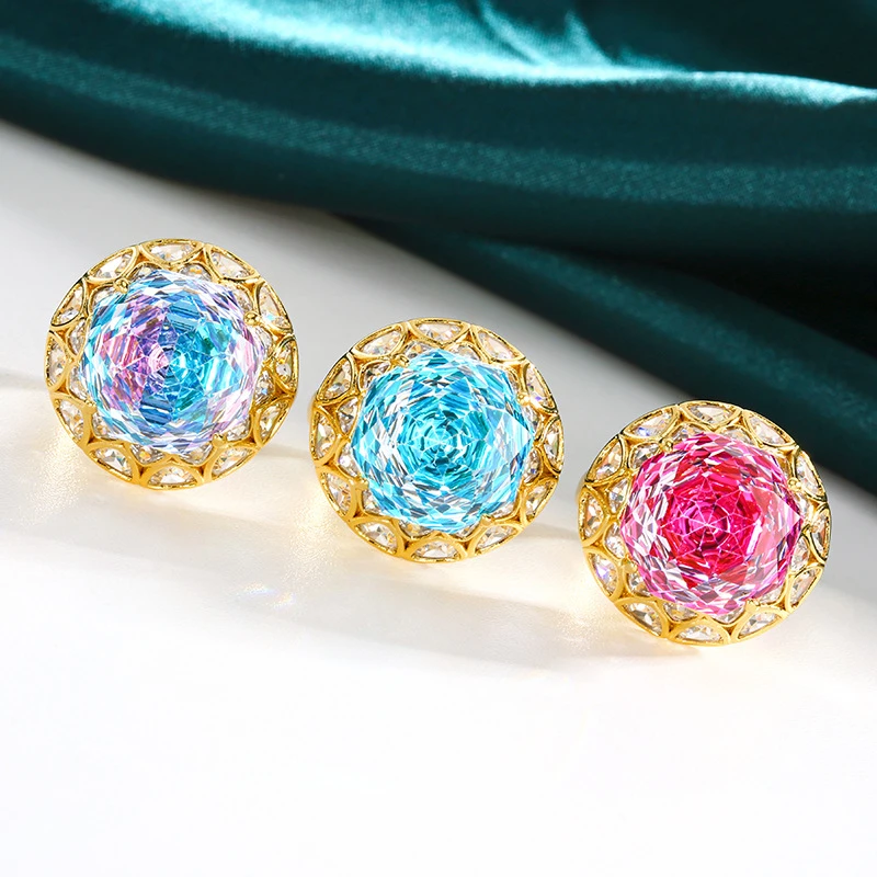 合金戒指 热卖新款时尚百搭镶嵌镀金千禧玫瑰切黄金戒指轻奢高级