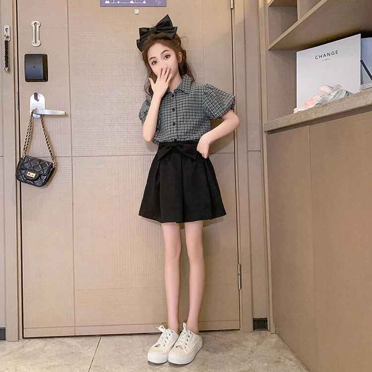 【巴拉拉】女童夏装套装2025新款中大童夏季洋气短袖衬衫时髦韩版