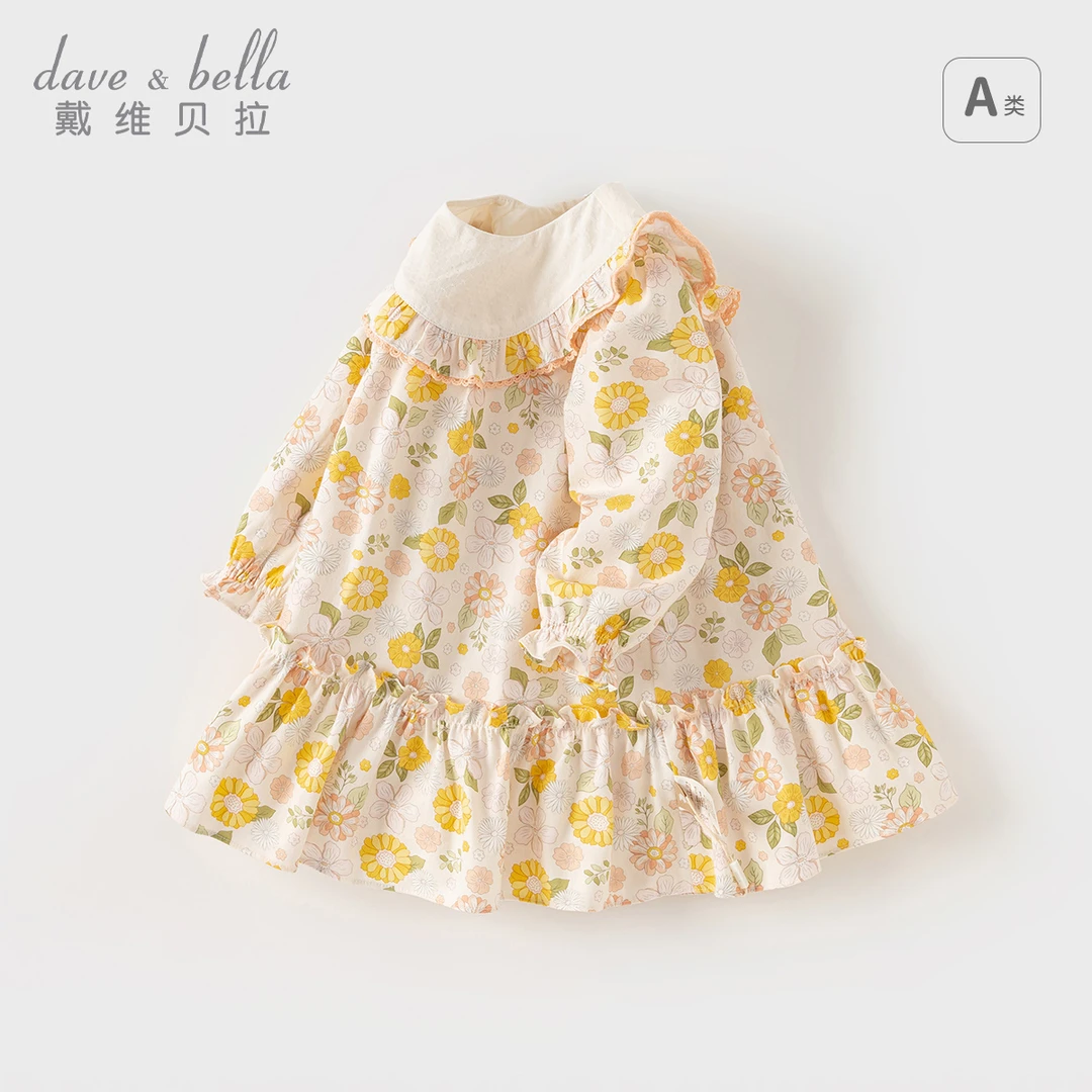 戴维贝拉儿童连衣裙女童洋气公主裙女宝宝碎花裙子童装-DB1248425