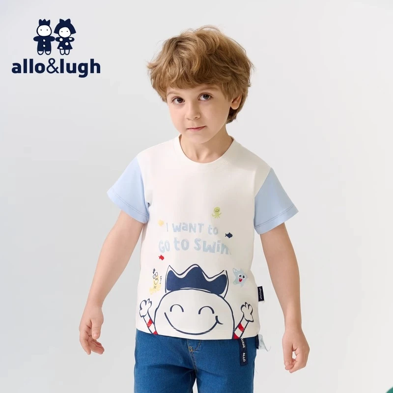 【假日波光】阿路和如25年夏季男童宝休闲凉感短袖抑菌T恤帅气潮