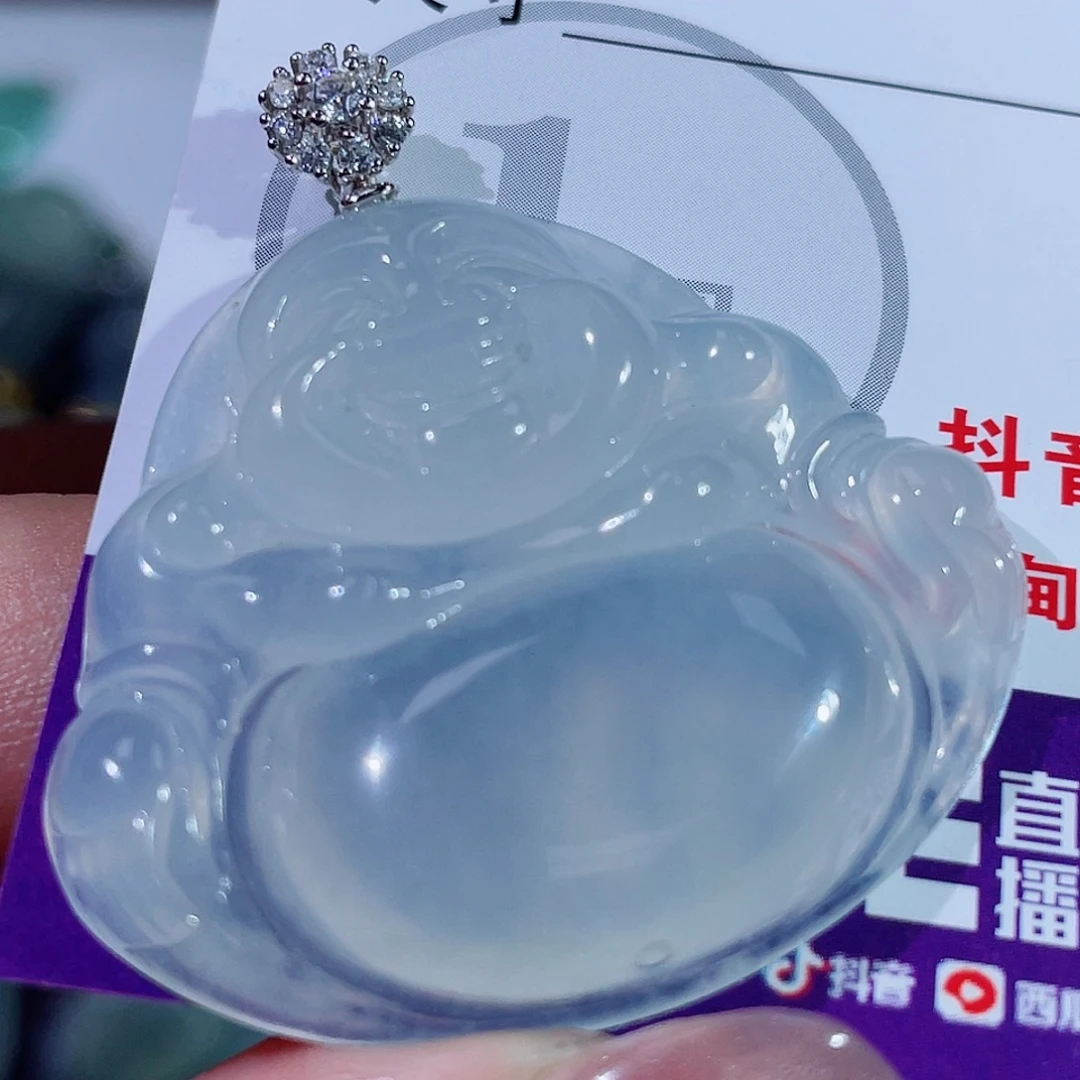 翡翠18K金镶嵌颈饰佛公