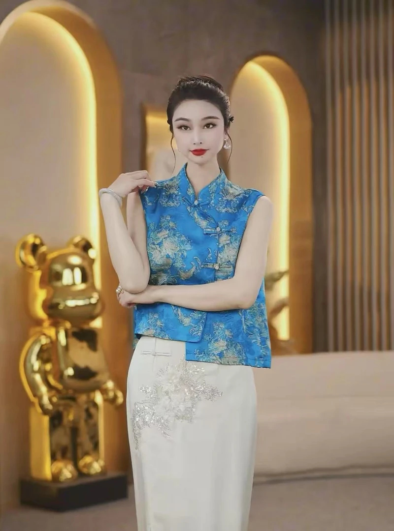 3799新国潮一字扣马甲