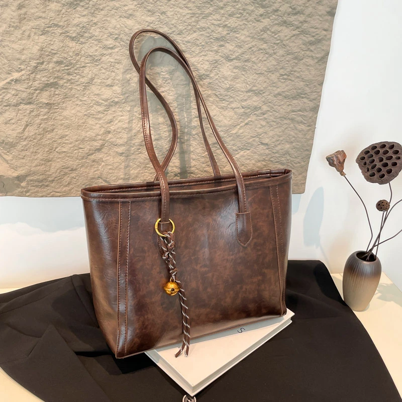 大容量包包女式2024新款学生上课流行手提包复古百搭单肩包托特包