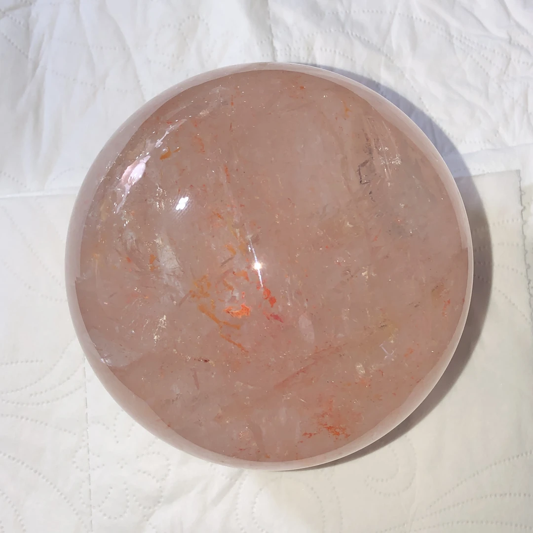 天然粉阿塞水晶球粉色水晶球粉胶花水晶一物一图居家办公室装饰品