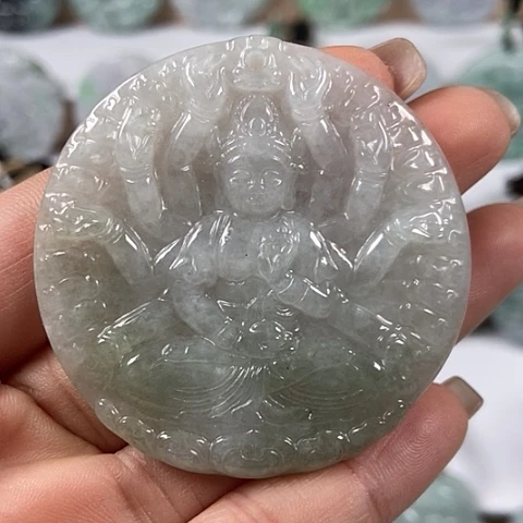 翡翠颈饰未镶嵌千手观音福利