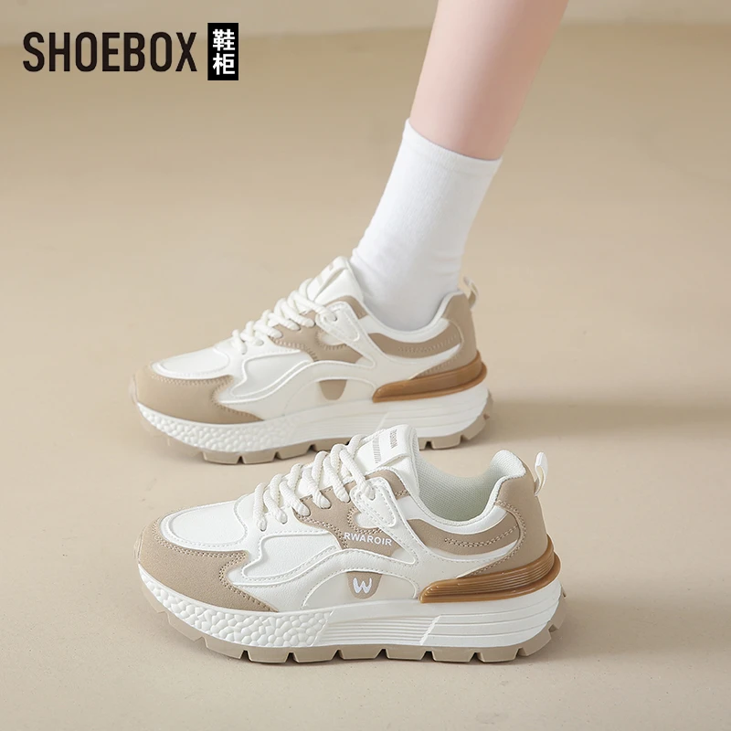 SHOEBOX鞋柜中学生运动鞋女2025春季新款网面透气跑步鞋休闲鞋