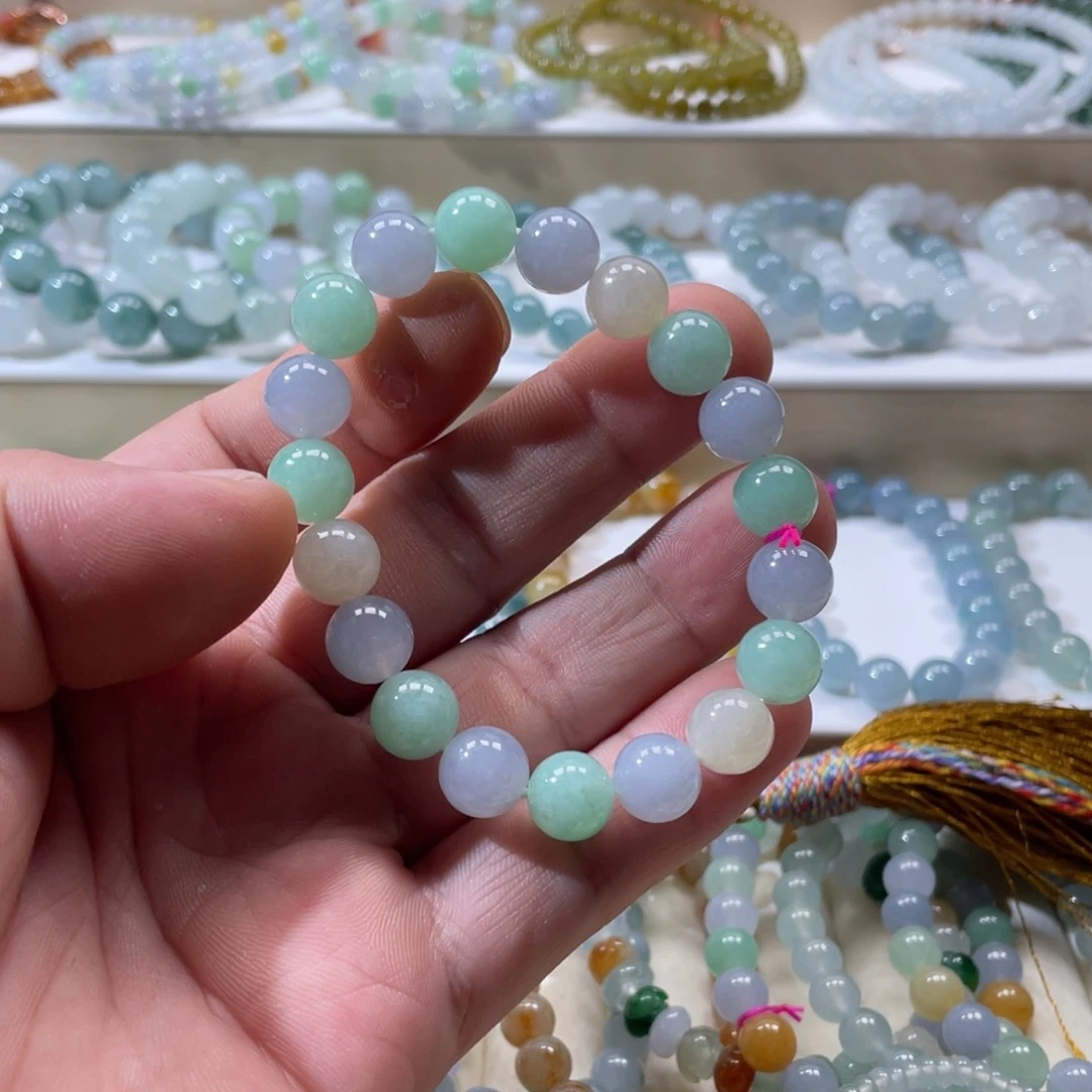 未镶嵌手链翡翠天然翡翠A货多宝手串卡10