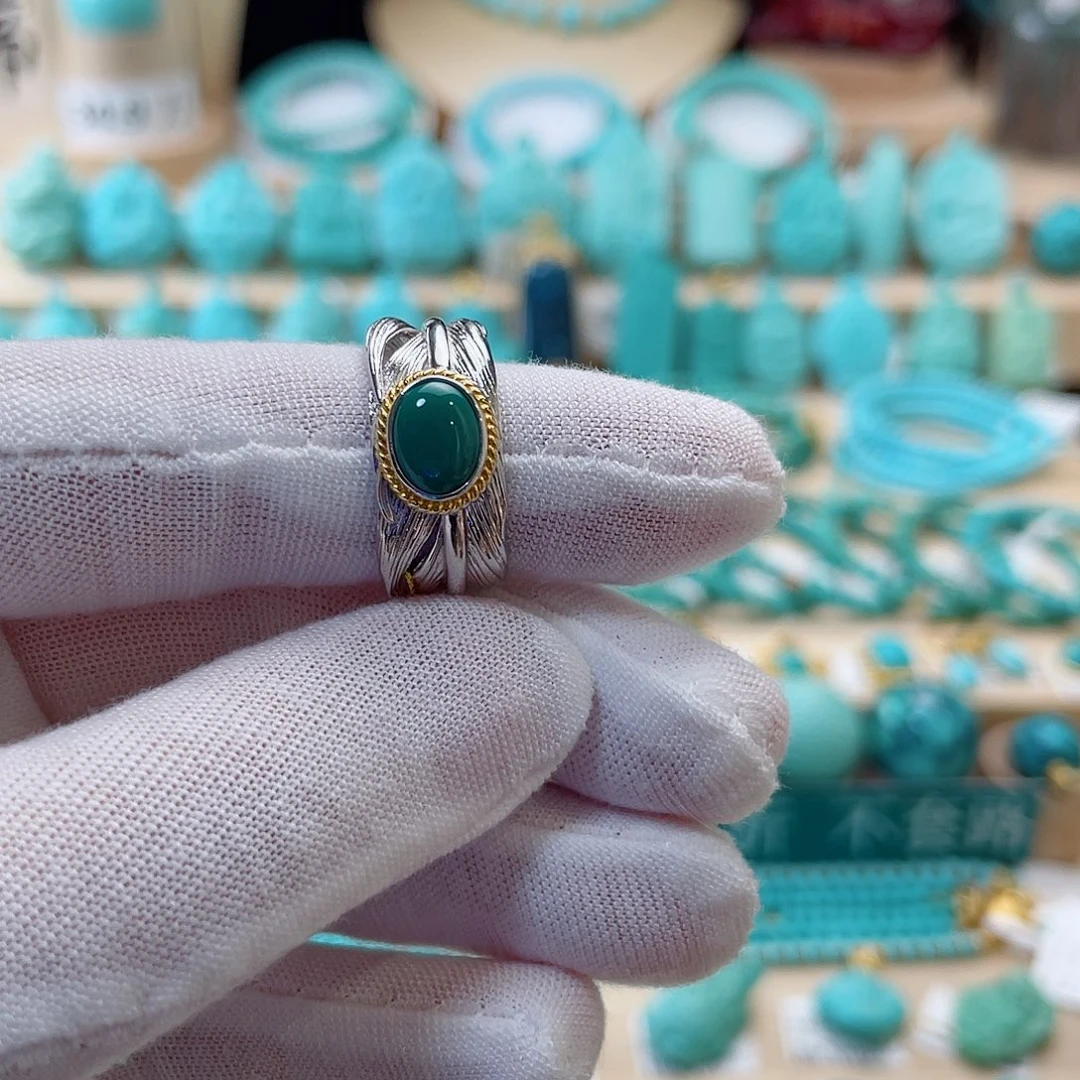 银S925镶嵌绿松石珠宝奇石