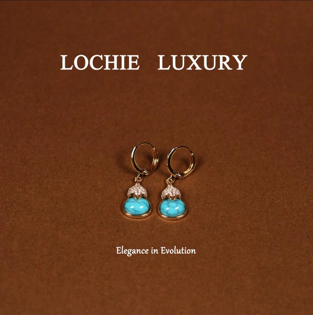 铜合金耳饰 i221---法★【暮色四合】夏L百搭湖蓝色吊坠耳扣