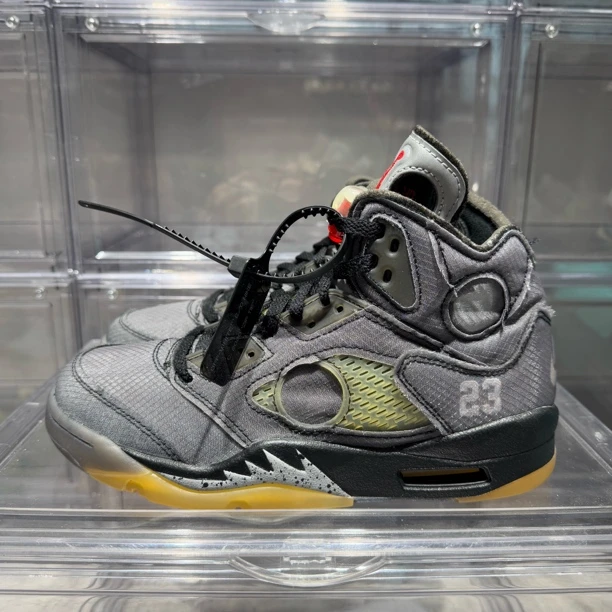 99新 OFF-WHITE 40码 原盒配件 OW x AJ5黑蝉翼 高帮 复古篮球鞋
