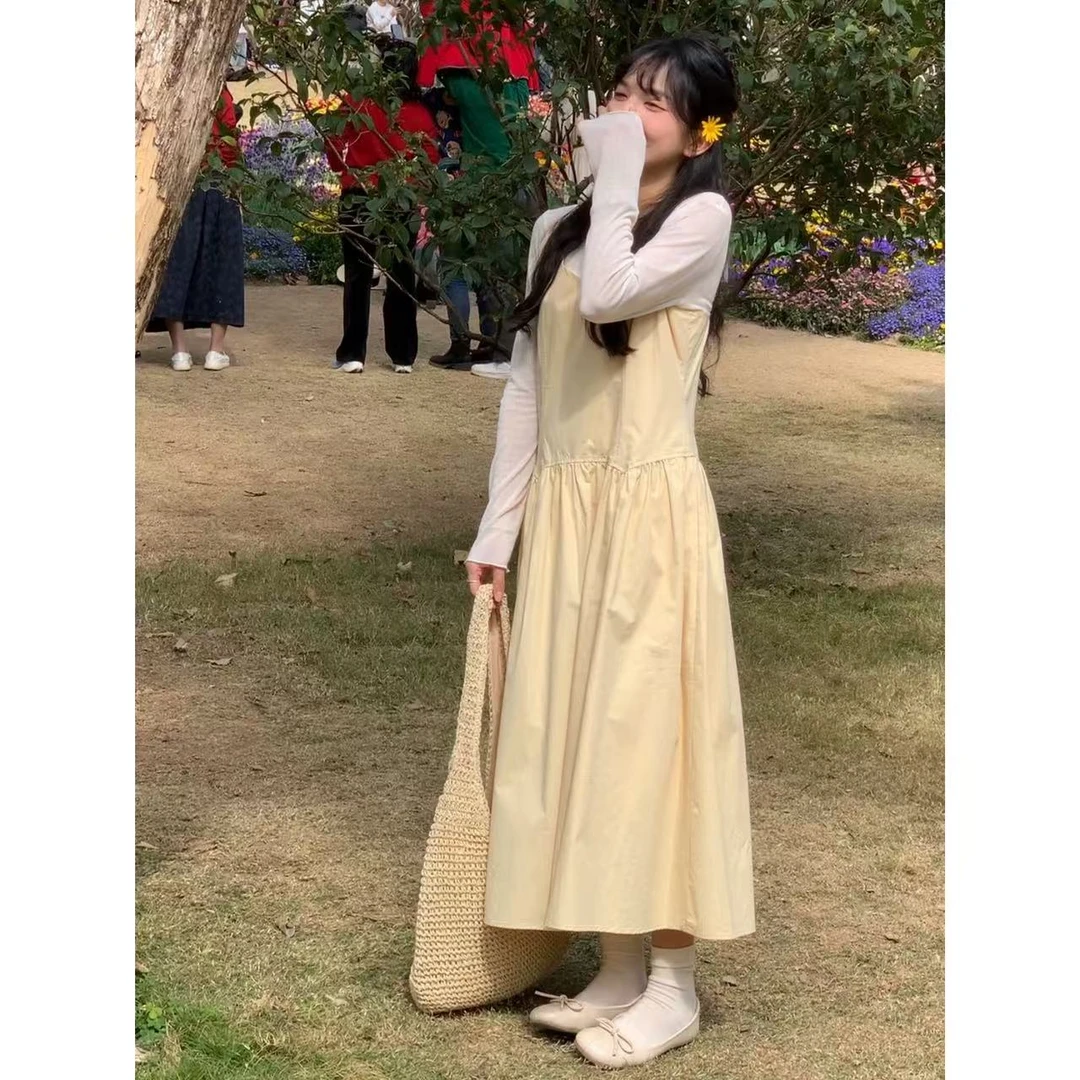 佳儿吖~佳儿吖～韩系甜美小清新吊带长裙3013