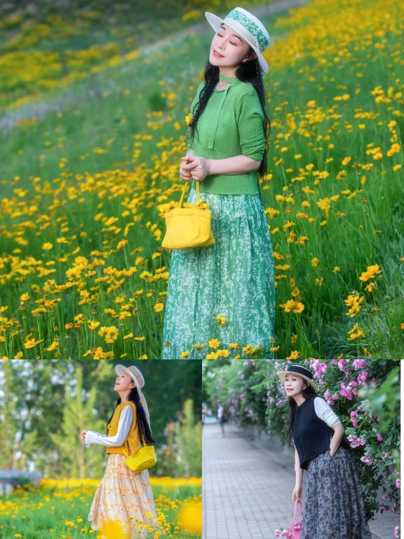 618【 一依定制】夏款百搭高腰A字裙文艺简约碎花半身裙气质中长款