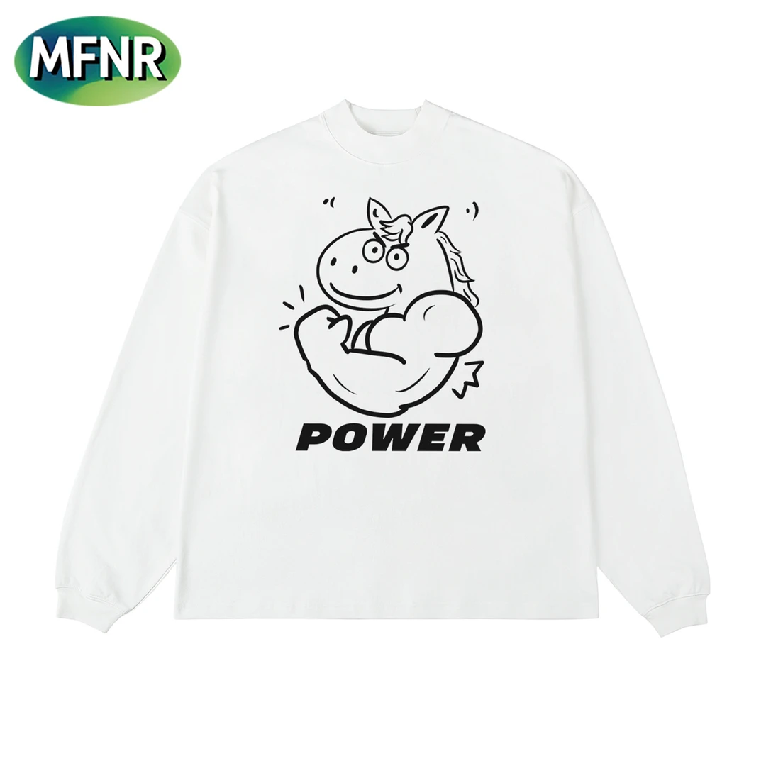 【马年限定】街头小众趣味设计感印花长袖T恤男秋冬休闲百搭打底衫