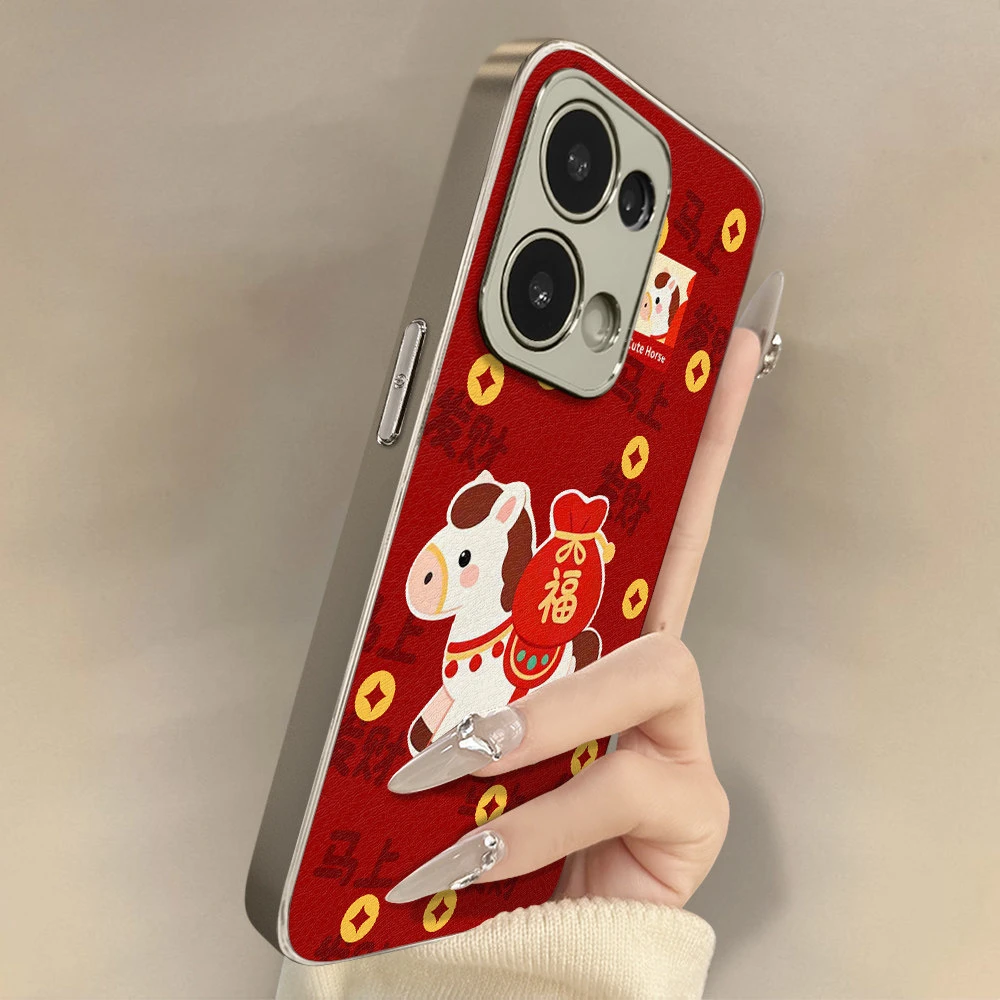 适用opporeno15pro手机壳新款reno14全包防摔个性13马上发财马12