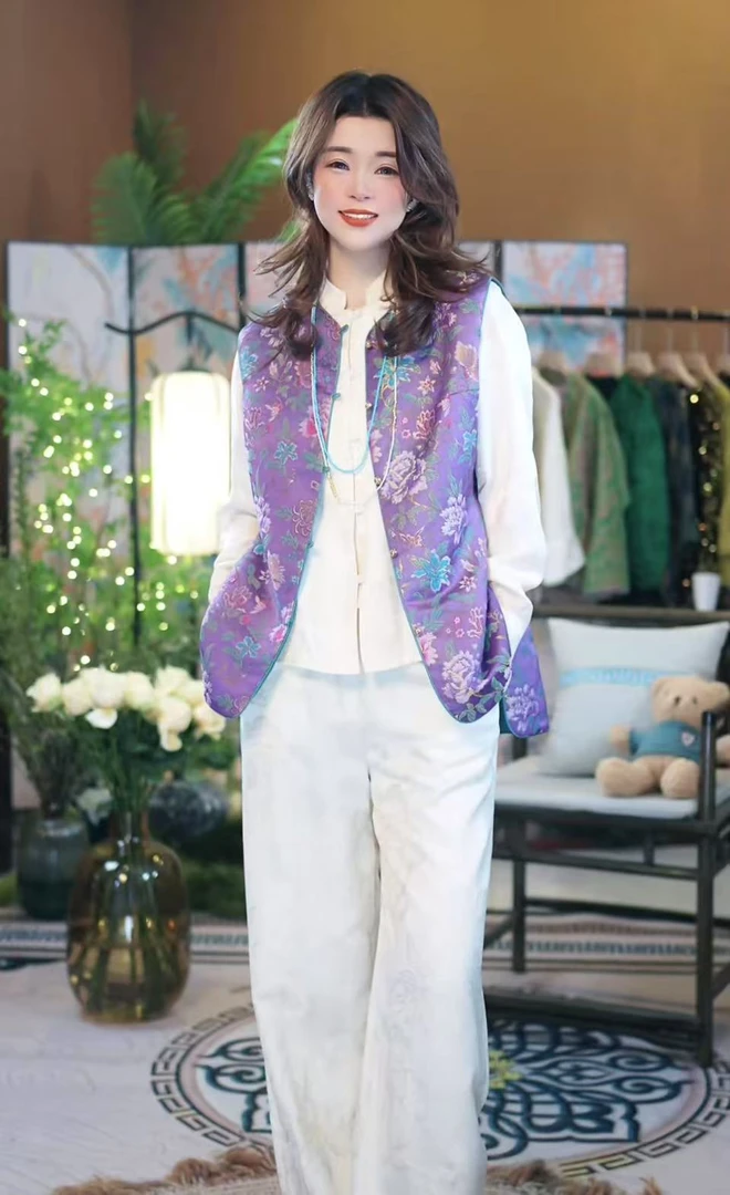 【紫气东来大气中长款马甲】春款宋锦重工设计款背心