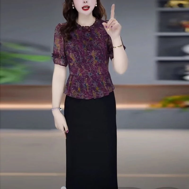 高档轻羽丝面料连衣裙2025春夏新款时尚洋气遮肉显瘦假两件礼服裙