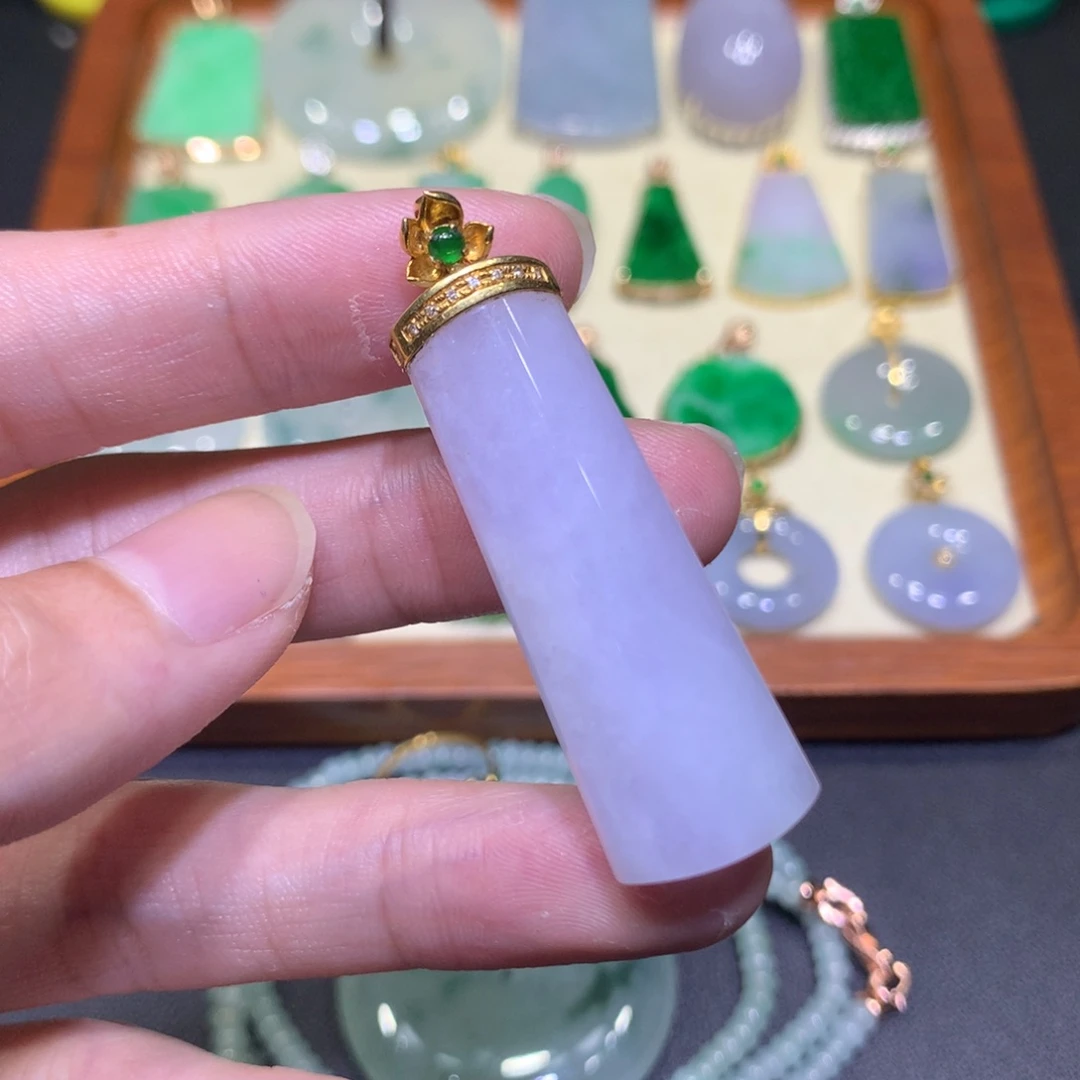 翡翠18K金镶嵌吊坠(不含链)