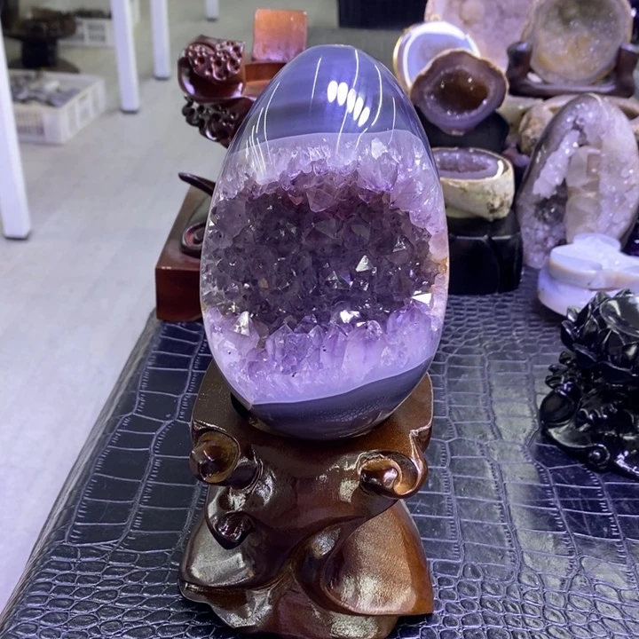 未镶嵌珠宝半成品水晶T****.紫晶蛋