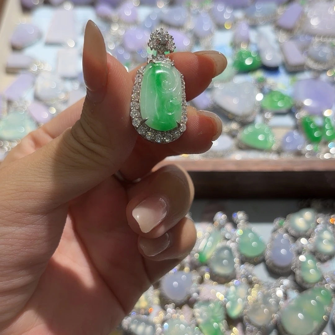 翡翠银S925镶嵌吊坠(不含链)