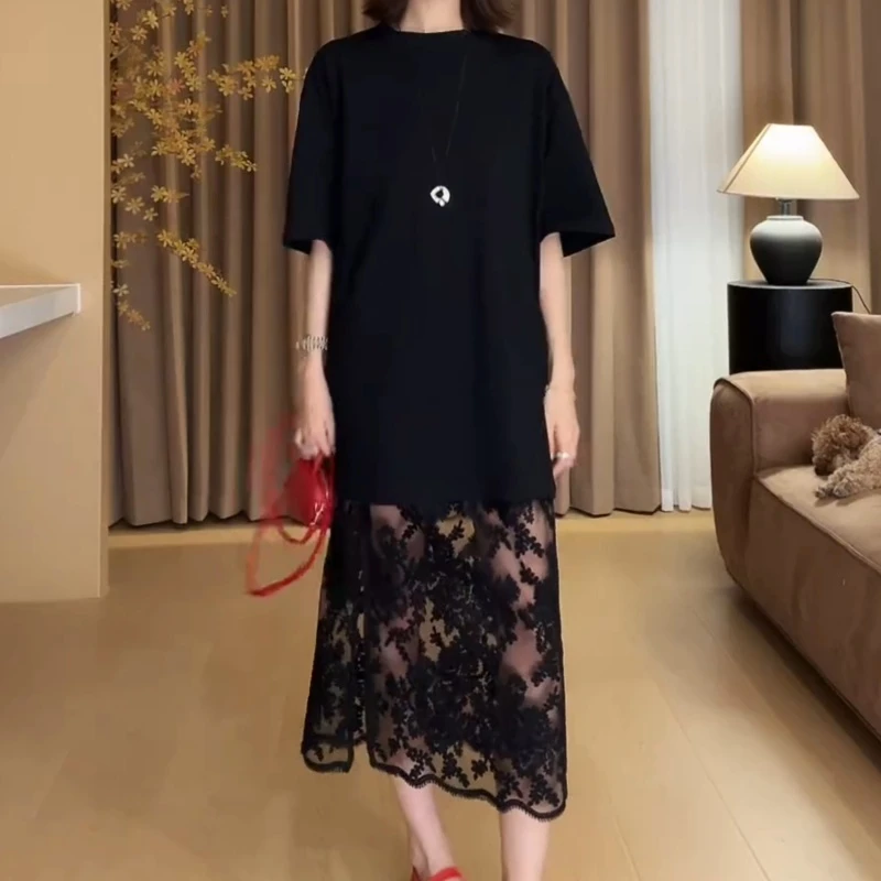 2025夏季新款小众设计修身显瘦时尚蕾丝宽松半身裙套装LK2502870