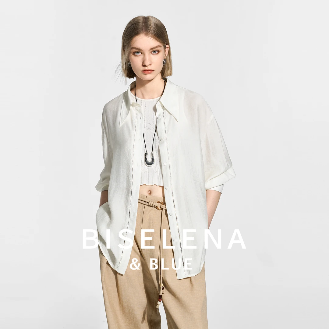 861G贝茜妮【南法假日】设计感镂空花边百草板蓝根衬衫立体宽松衬衣