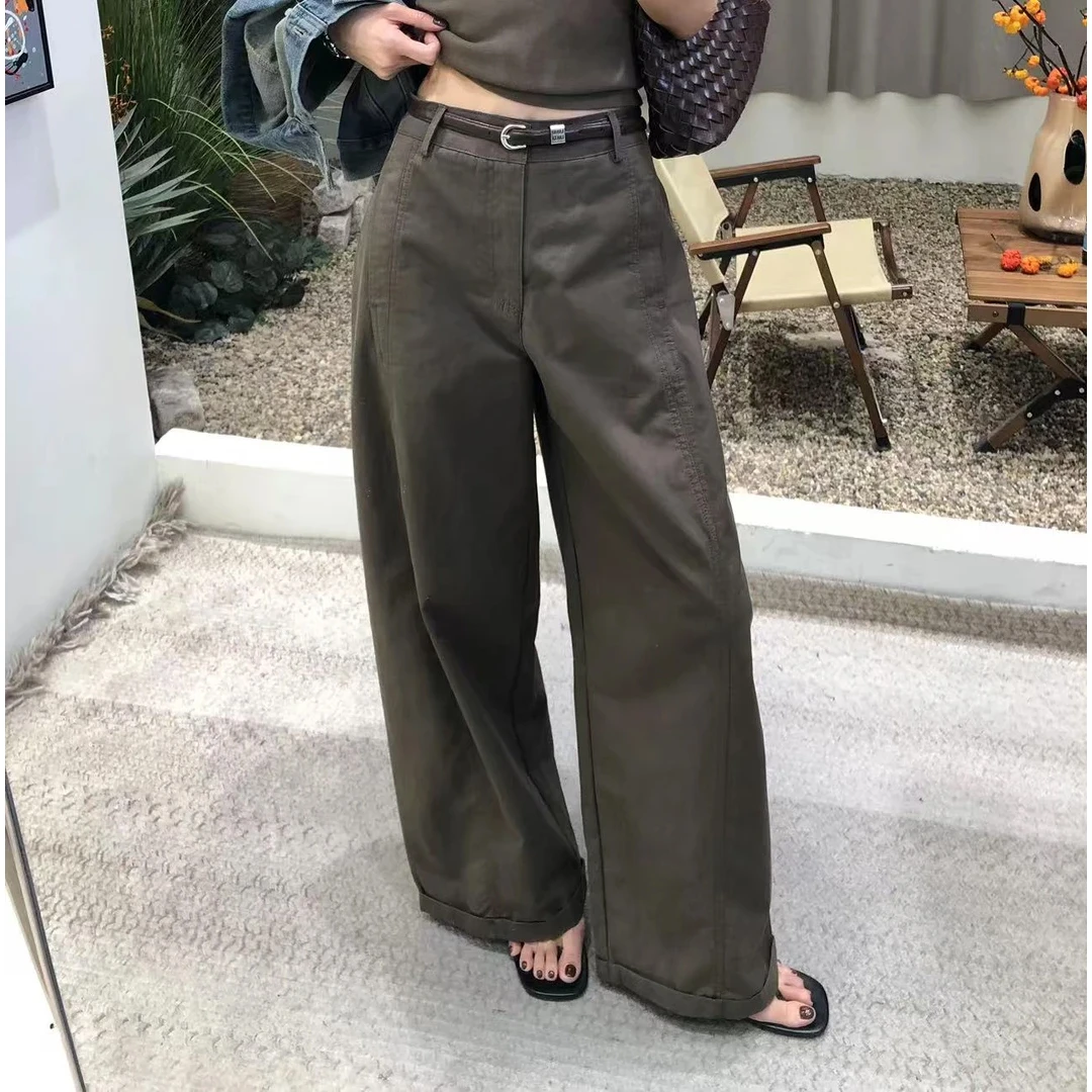 悬'Hang'斜纹肌理挺括复古宽松阔腿裤休闲裤工装长裤女