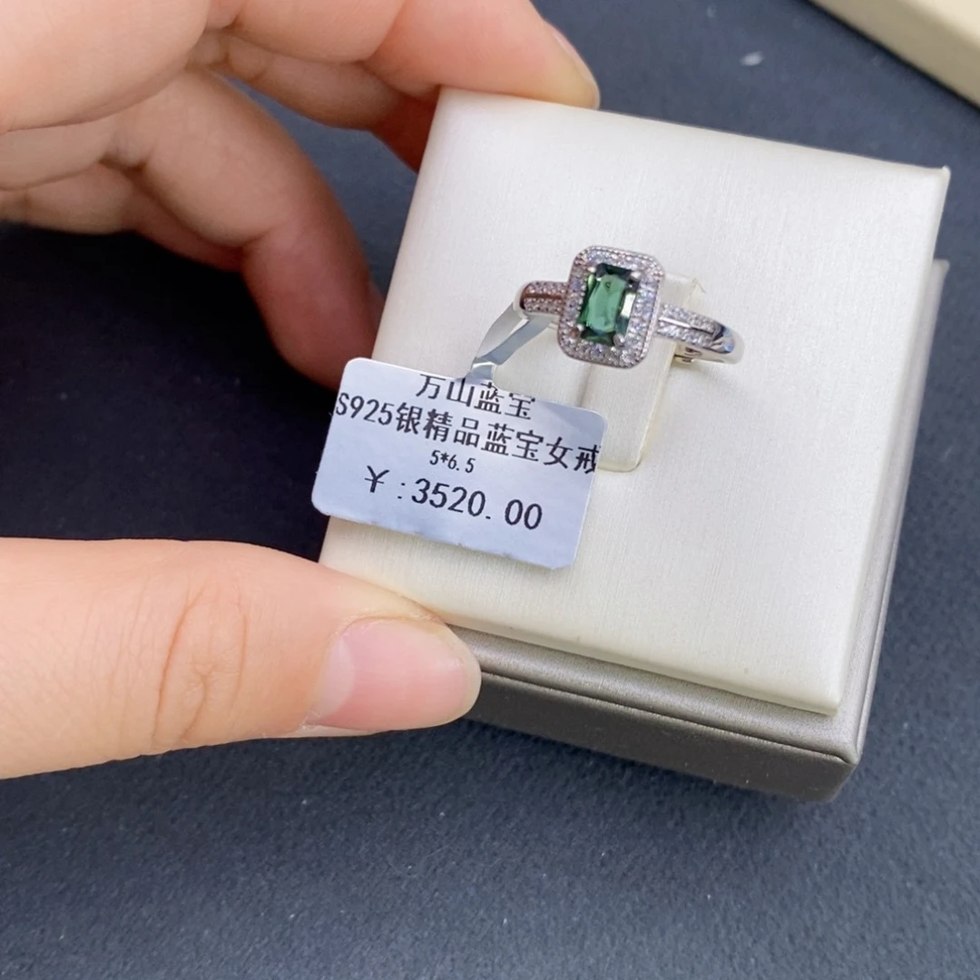 蓝宝石戒指银S925镶嵌