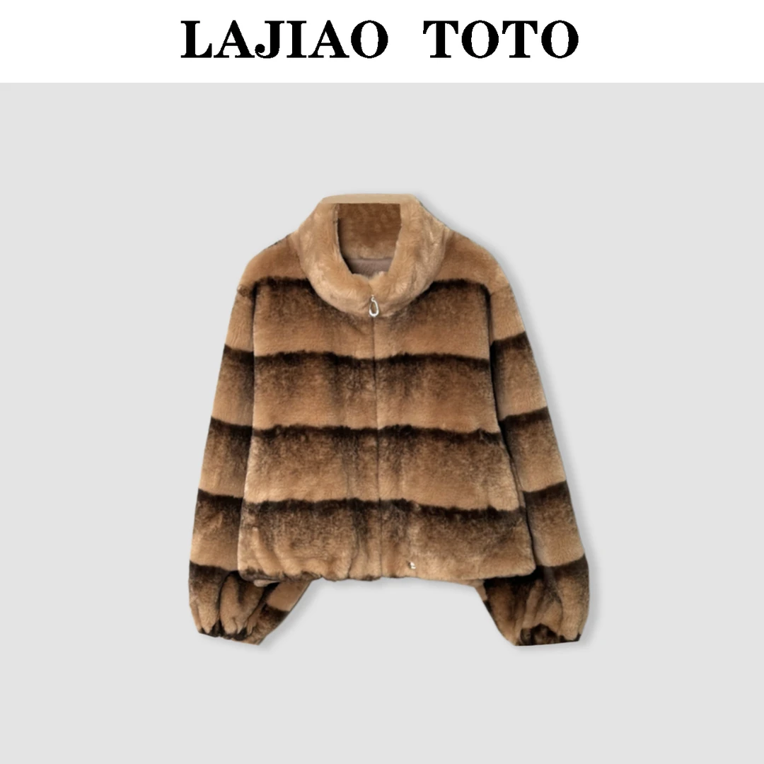 LAJIAO TOTO【驼纹外套】短款时尚气质百搭秋冬轻奢韩版外套#G5201