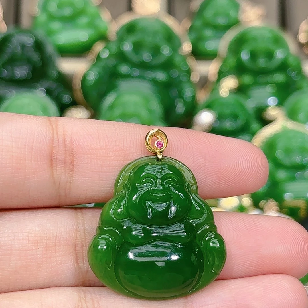 和田玉（碧玉）颈饰18K金镶嵌