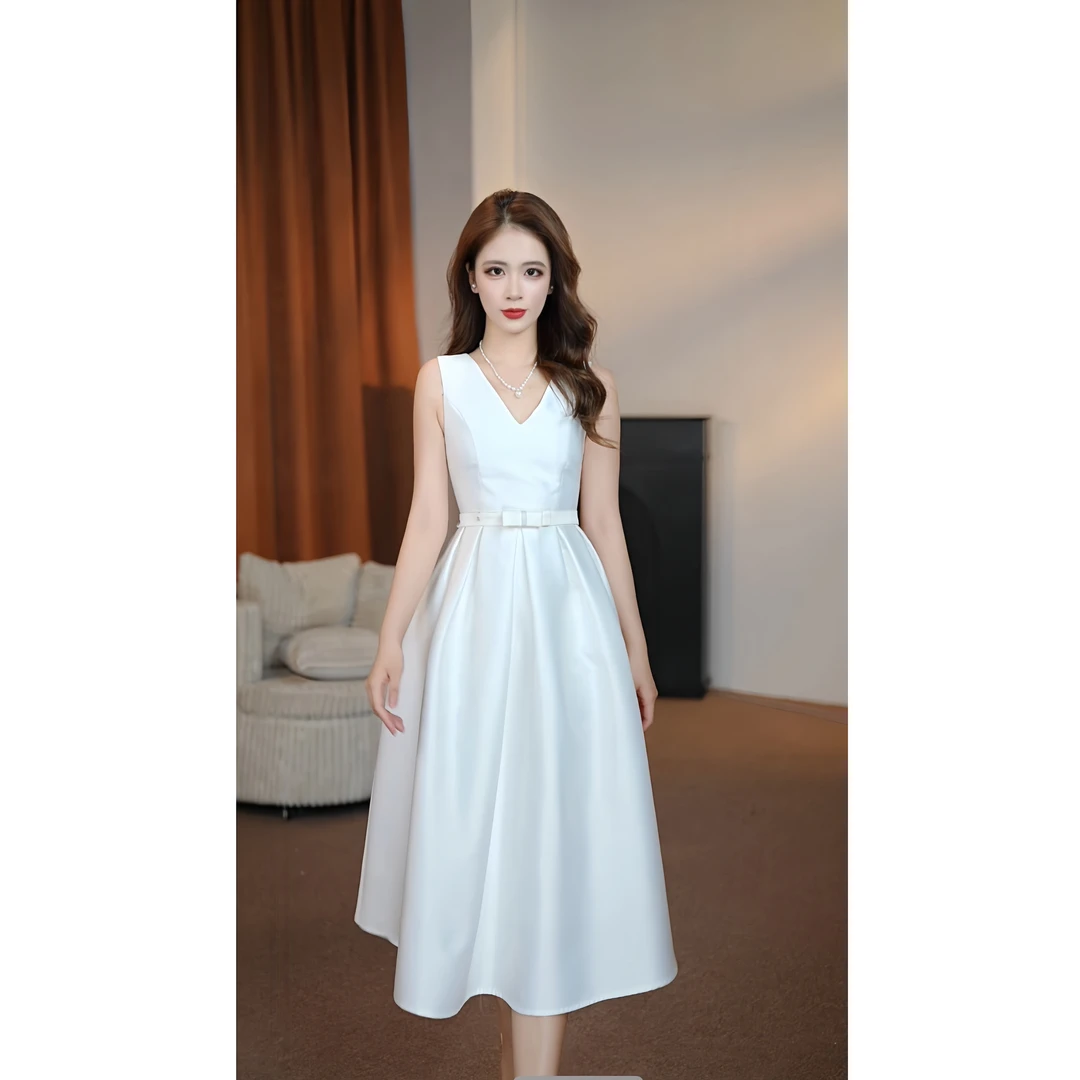 【静静】夏款新款高定法式V领设计气质修身显瘦连衣裙-YL60038