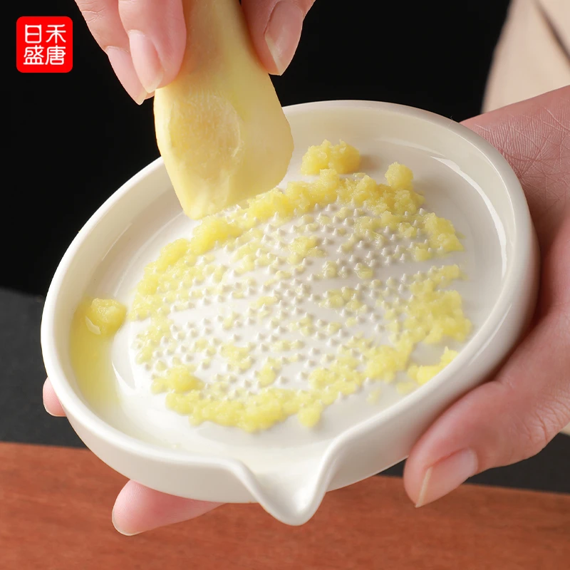 磨姜泥器蒜泥姜蓉汁陶瓷碟磨蒜器厨房家用手动山药泥磨泥研磨盘