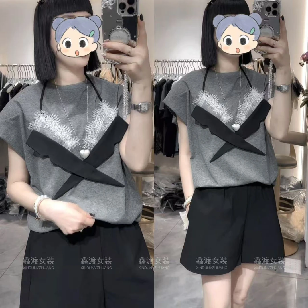 2025夏季新款时尚显瘦气质女士网红洋气两件套百搭款D9964