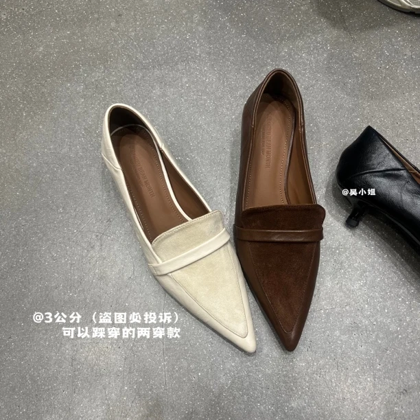 2025秋季新款高跟深口英伦尖头高跟鞋女小众设计感百搭小猫跟单鞋