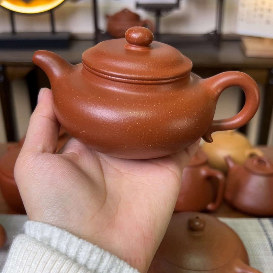 紫泥茶壶紫砂壶仿古壶红降坡200cc