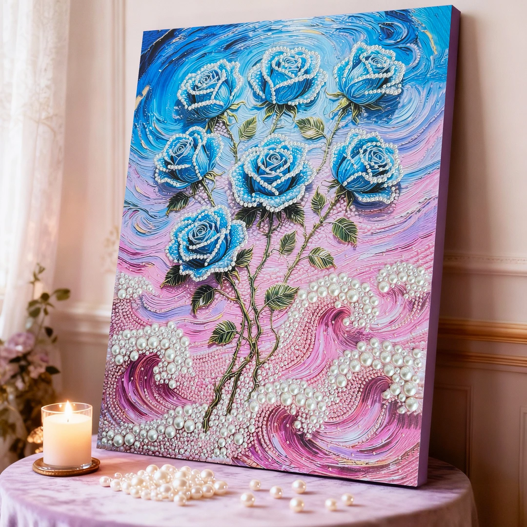 蓝色玫瑰花海装饰画高颜值治愈礼物摆客厅送朋友