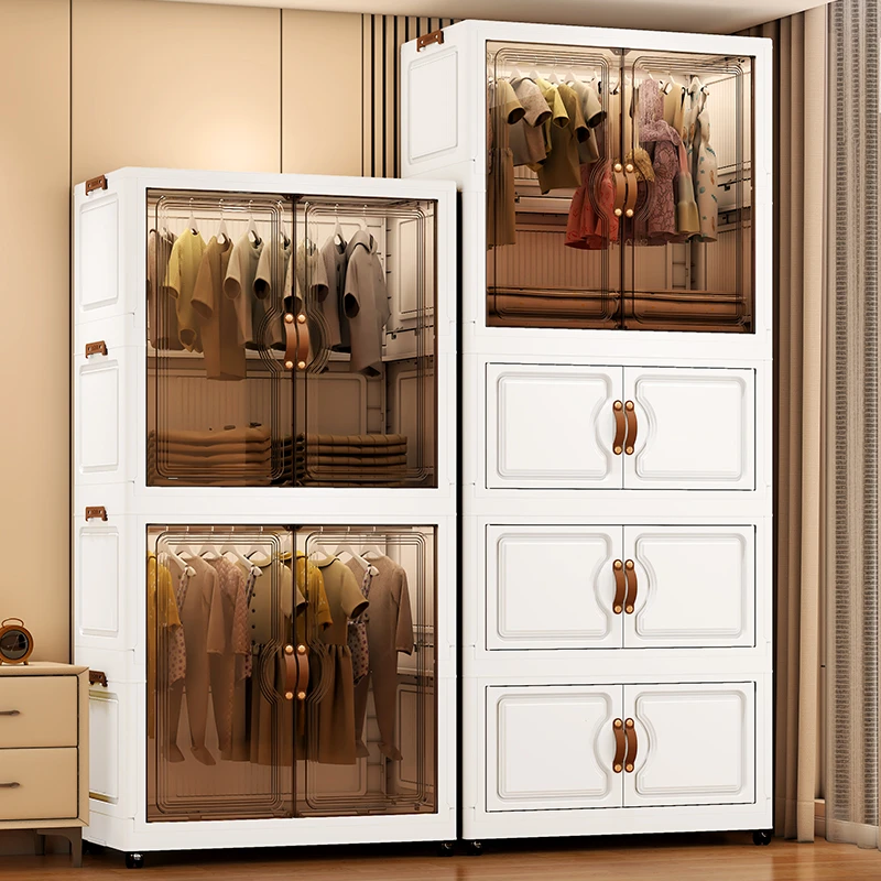 【78大面宽】免安装大容量透明衣柜轻奢整理柜储物柜多层收纳箱家用