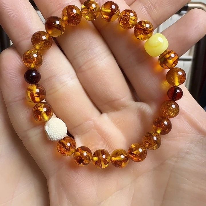 琥珀（花珀）未镶嵌手串