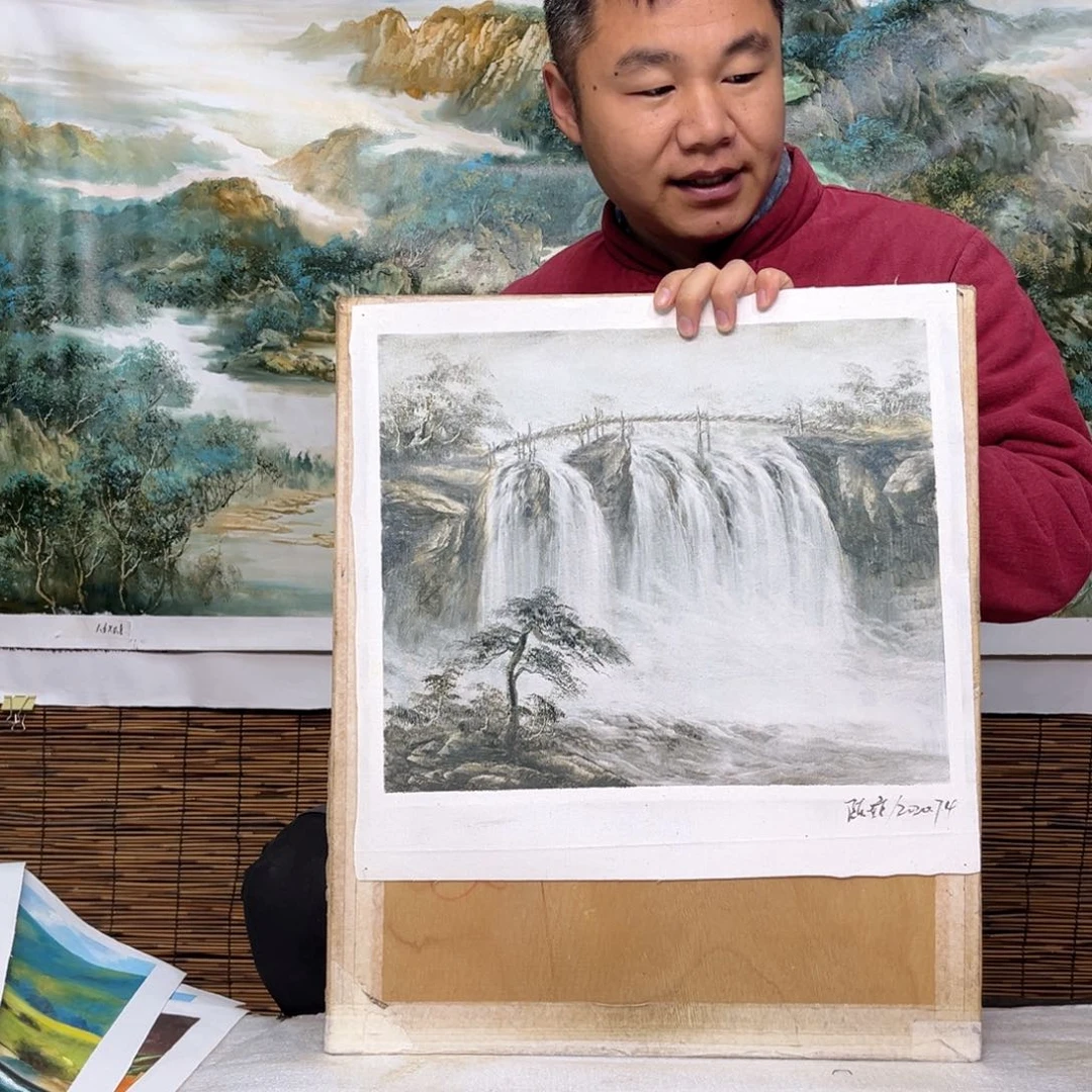 油画行路人小院绘画作品竞拍