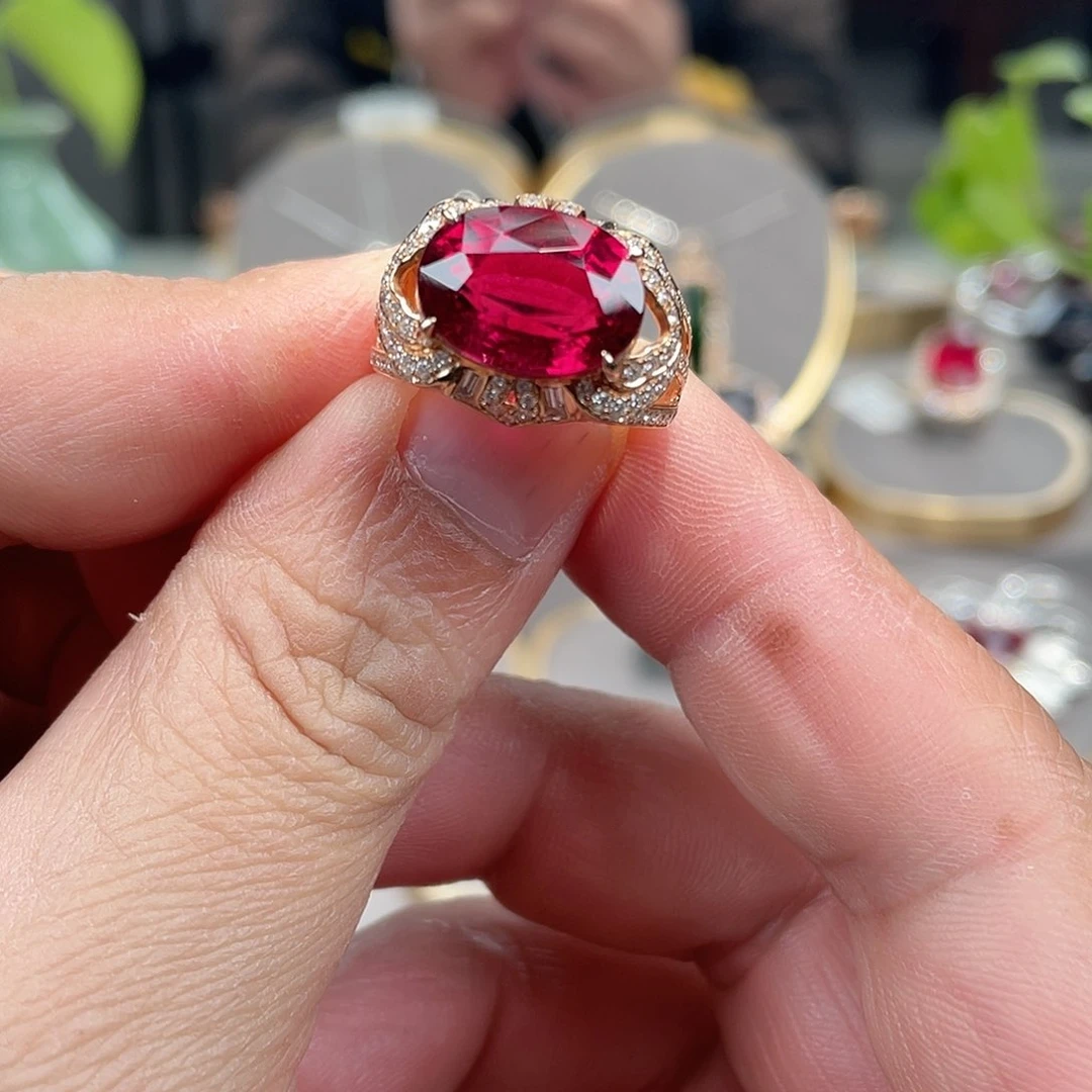 碧玺戒指18K金镶嵌7.53ct