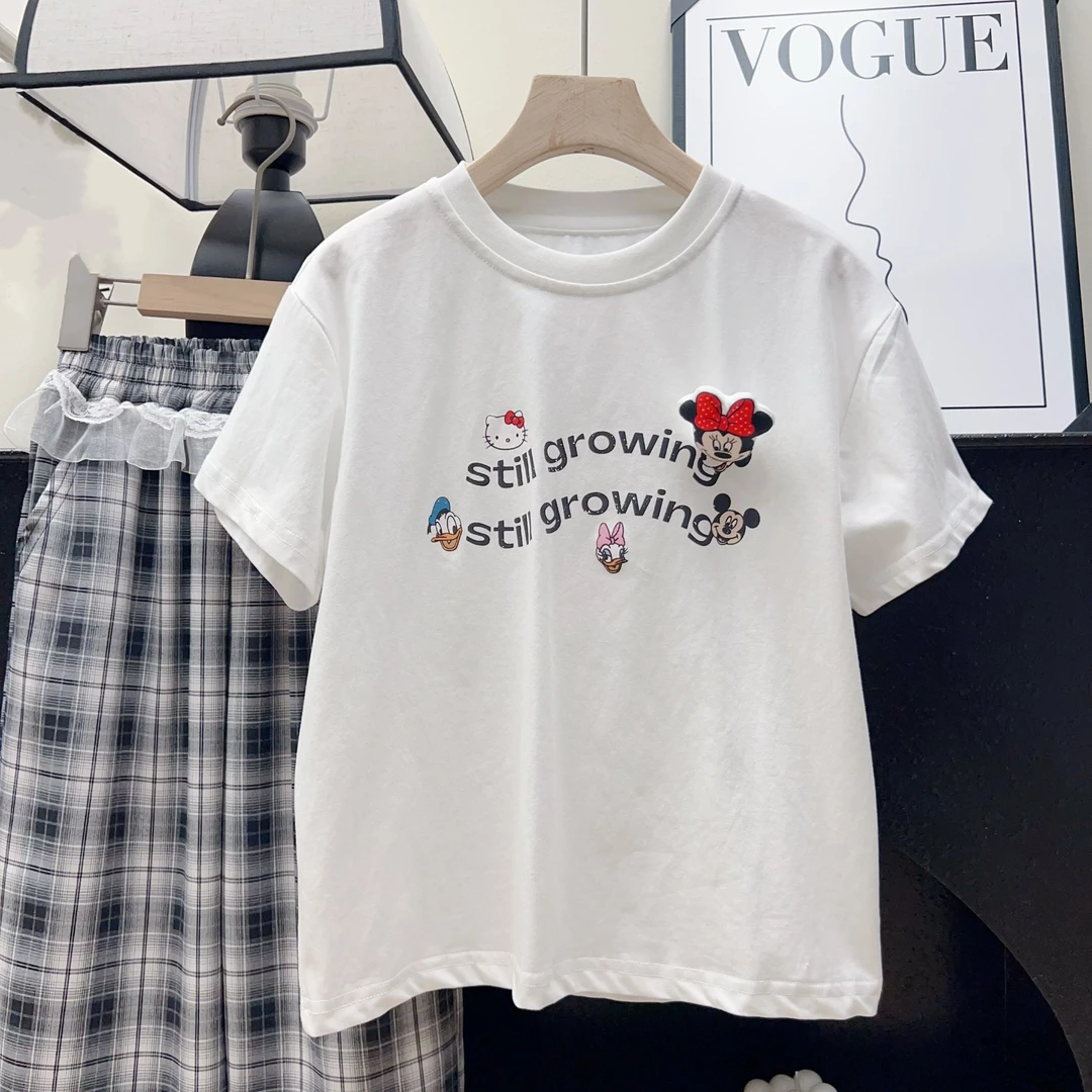 【实体品质】儿童女童夏款时尚短袖白色-米奇T恤~263~
