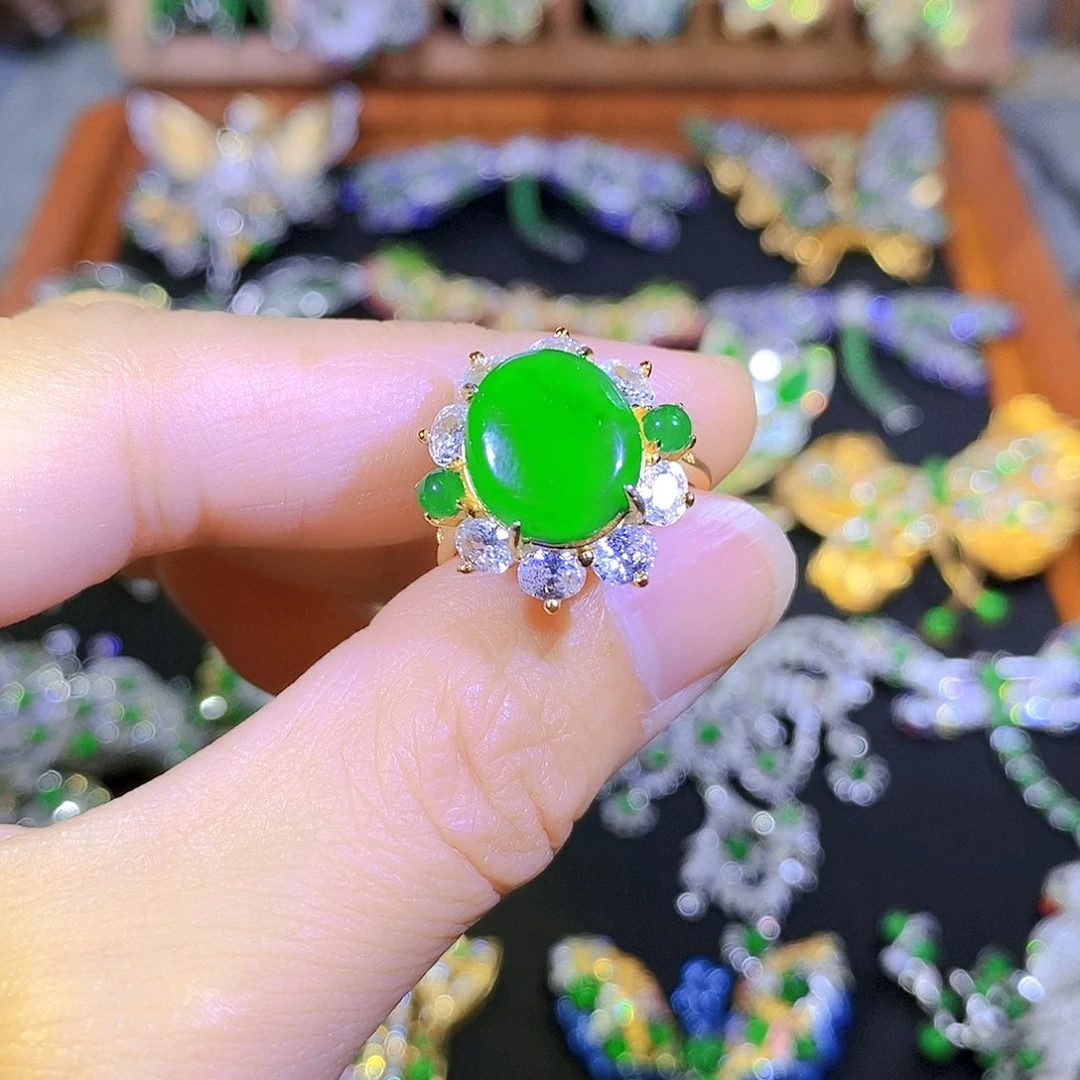 吊坠(不含链)银S925镶嵌翡翠