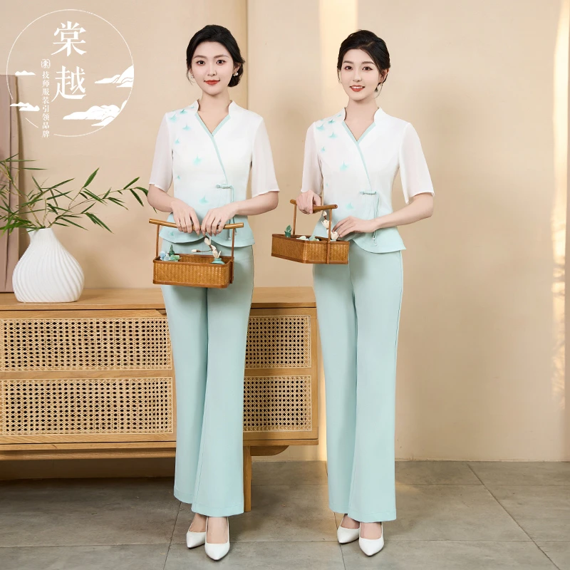 棠越新款足疗按摩养生技师工作服美容酒店减龄商务气质套装女4411